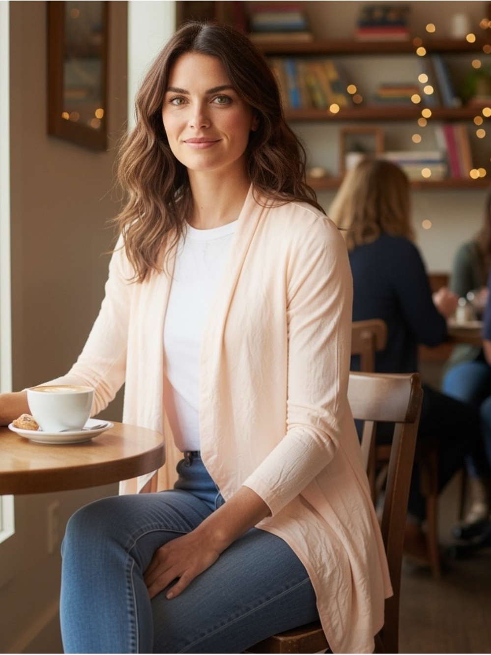 Light Pink Women’s Open-Front Cardigan Sweater